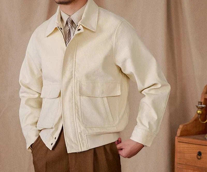 Men's pure cotton bomber jacket, stylish and comfortable design.