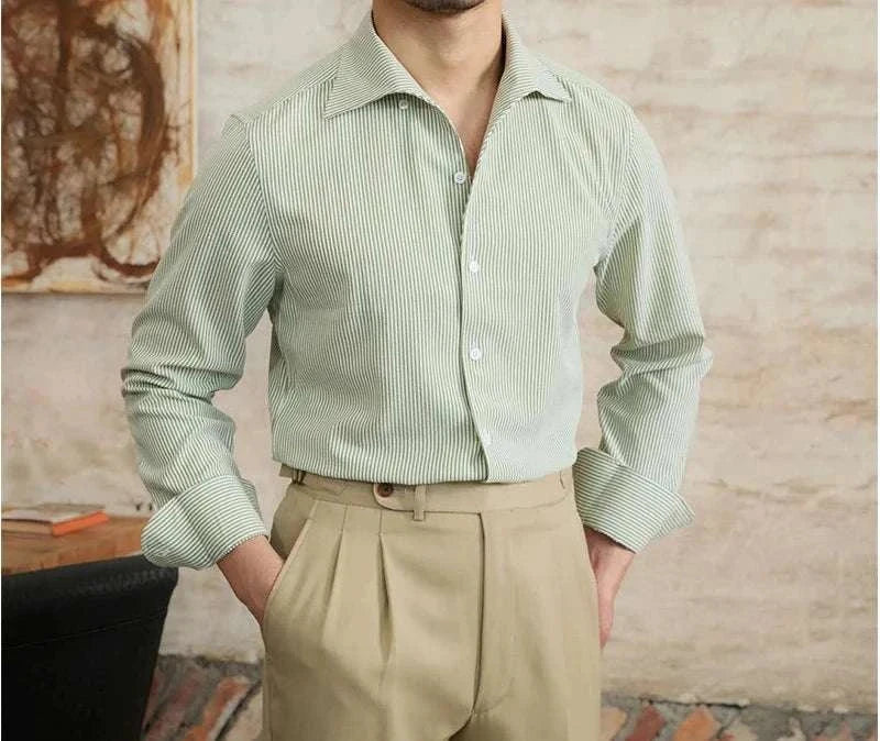 Vintage Italian long sleeve shirt in soft cotton, stylish and comfortable for men.