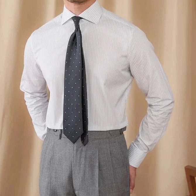 Business slim fit long sleeve premium shirt for men in polyester, ideal for professional settings.