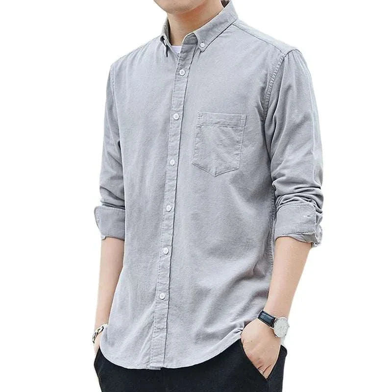 Men's summer loose style long-sleeve cotton shirt, casual and elegant.