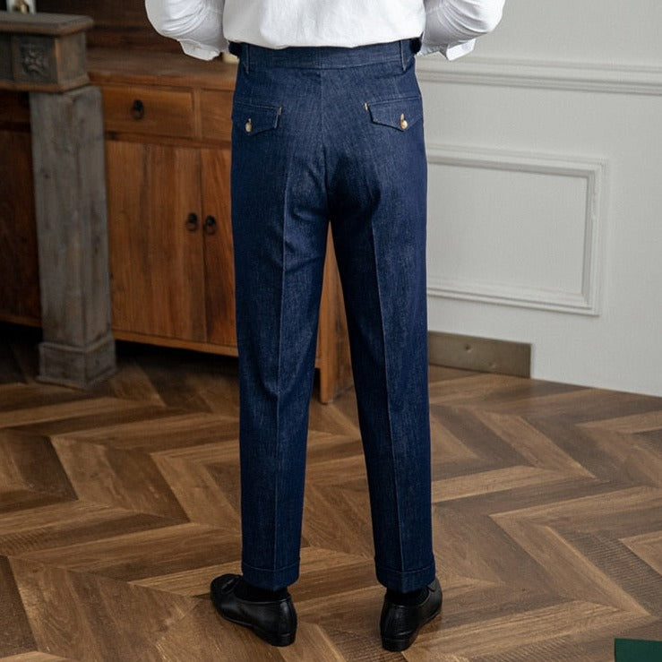 Italian Blue Trousers made of high-quality cotton for elegant outfits.