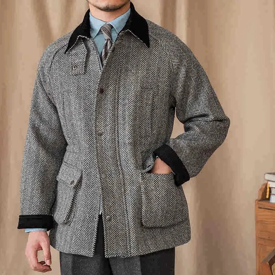 Wool heavy vintage coat for men, stylish and warm winter wear.