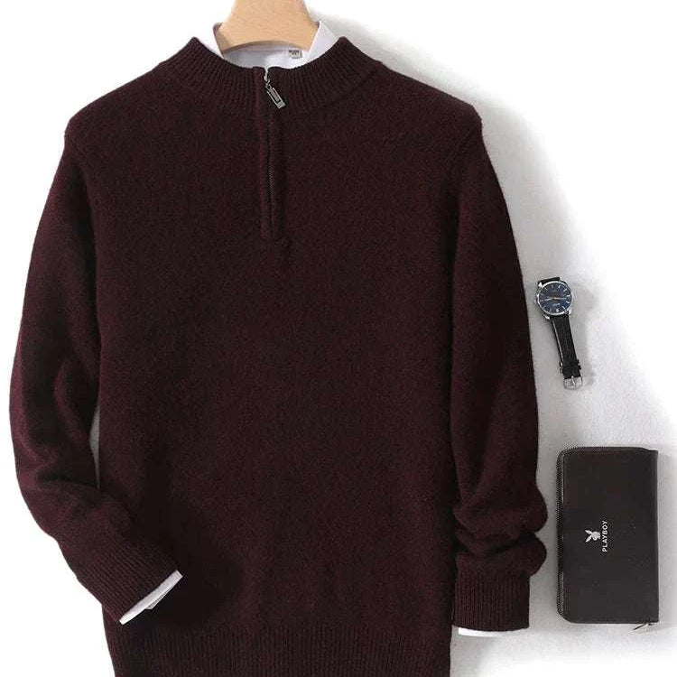 Luxury wool casual sweater for men in dark color with full sleeves.
