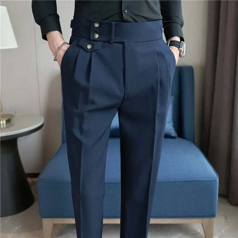 Slim fit suit elegant pants made from viscose and polyester, showcasing a modern and polished look for men.