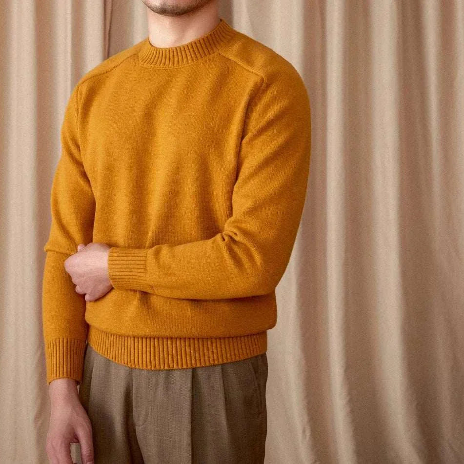 Japanese casual winter sweater in warm wool and cotton blend.