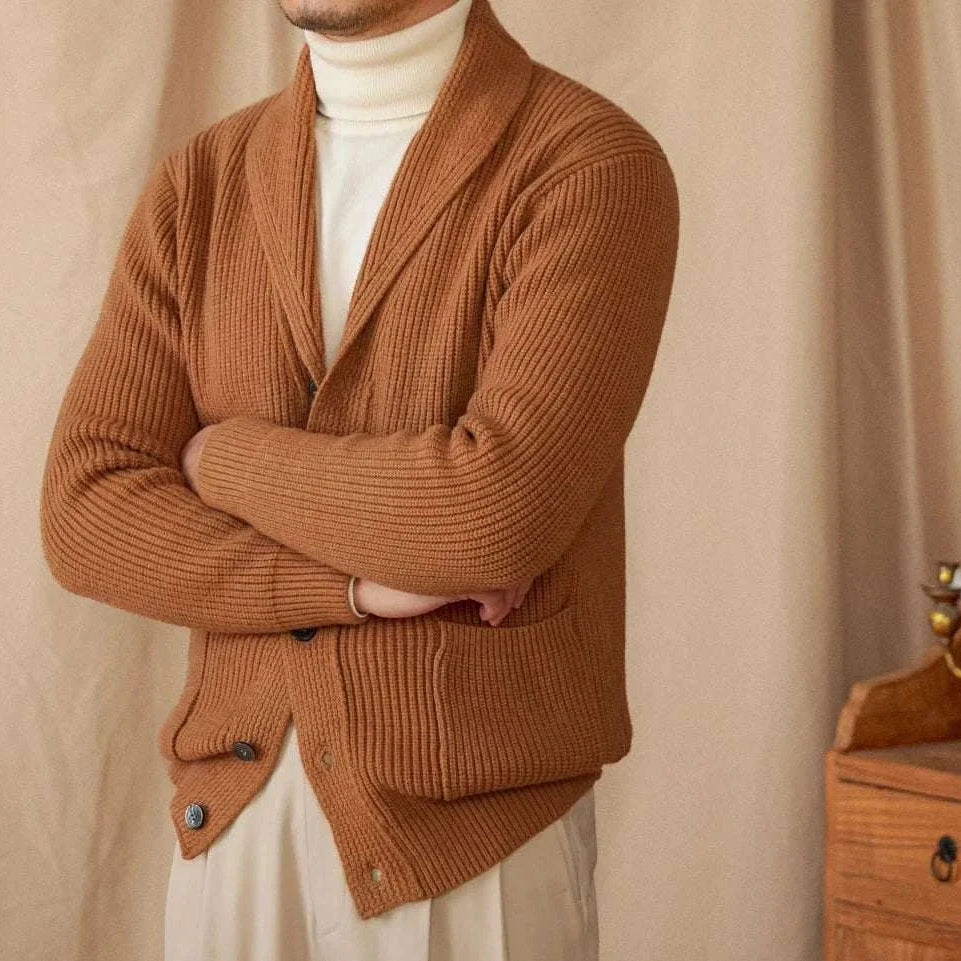 Autumn old money cardigan made from warm wool for stylish fall comfort.