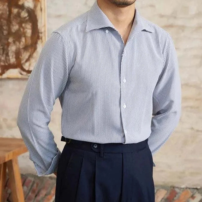 Vintage Italian long sleeve shirt in cotton, showcasing elegance and comfort.