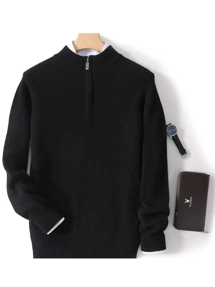 Luxury wool casual sweater for men, high-quality wool blend, perfect for all seasons.