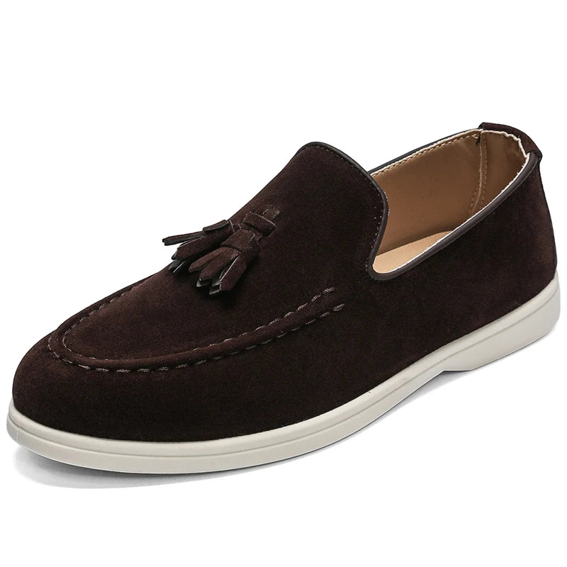 Tasseled suede driving moccasin