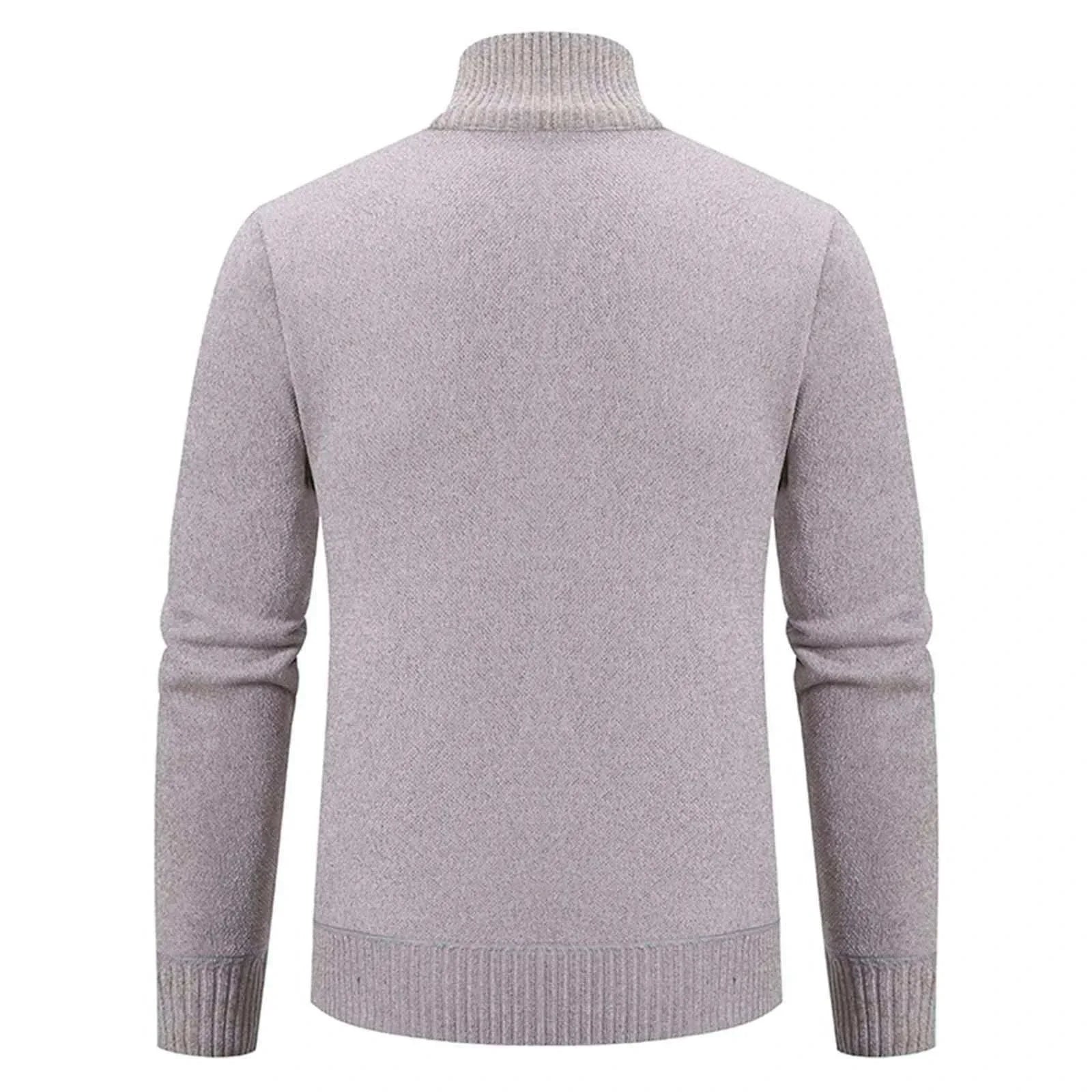 Stand collar sweater with zipper, warm polyester material for autumn/winter.