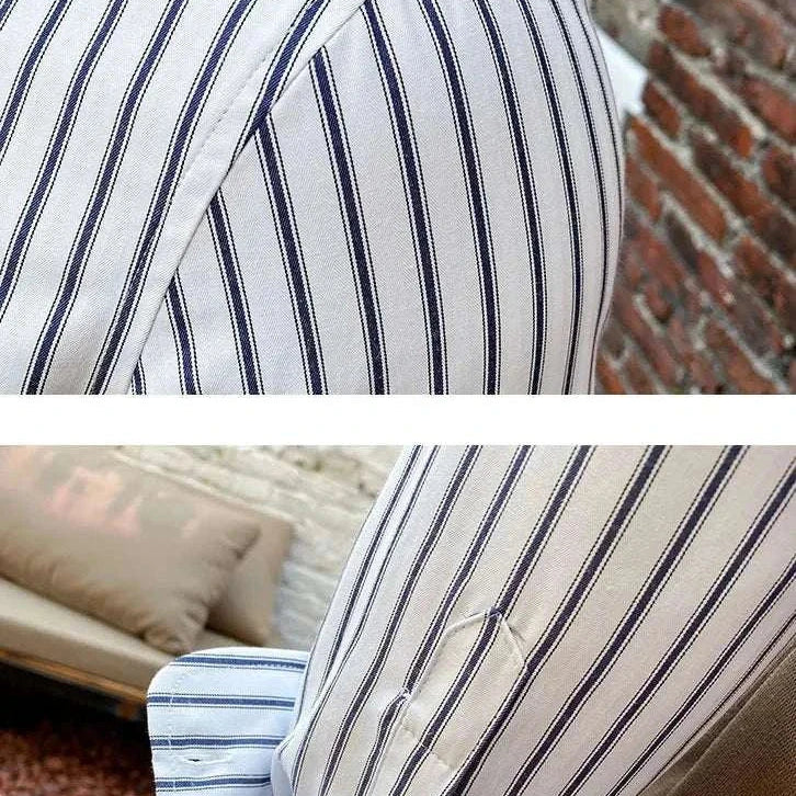 Antonios British retro striped shirt with classic collar, showcasing elegant design.