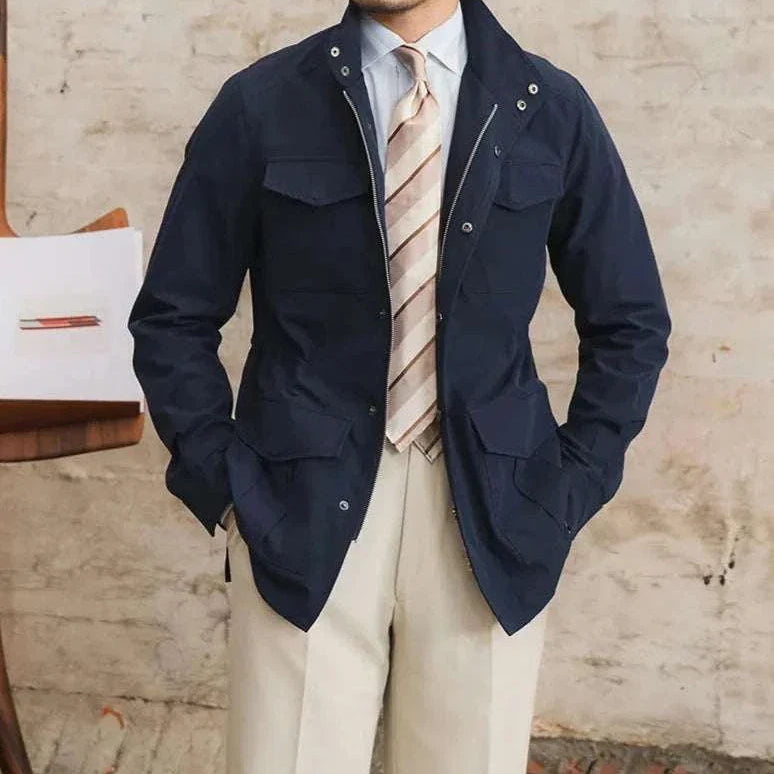 British old money jacket for men in navy, stylish and elegant design.