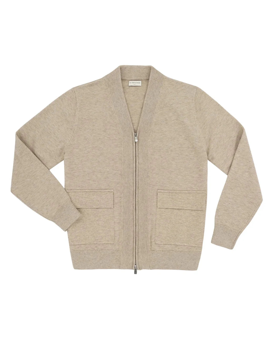 British pullover old money cardigan in luxurious wool with zip closure.