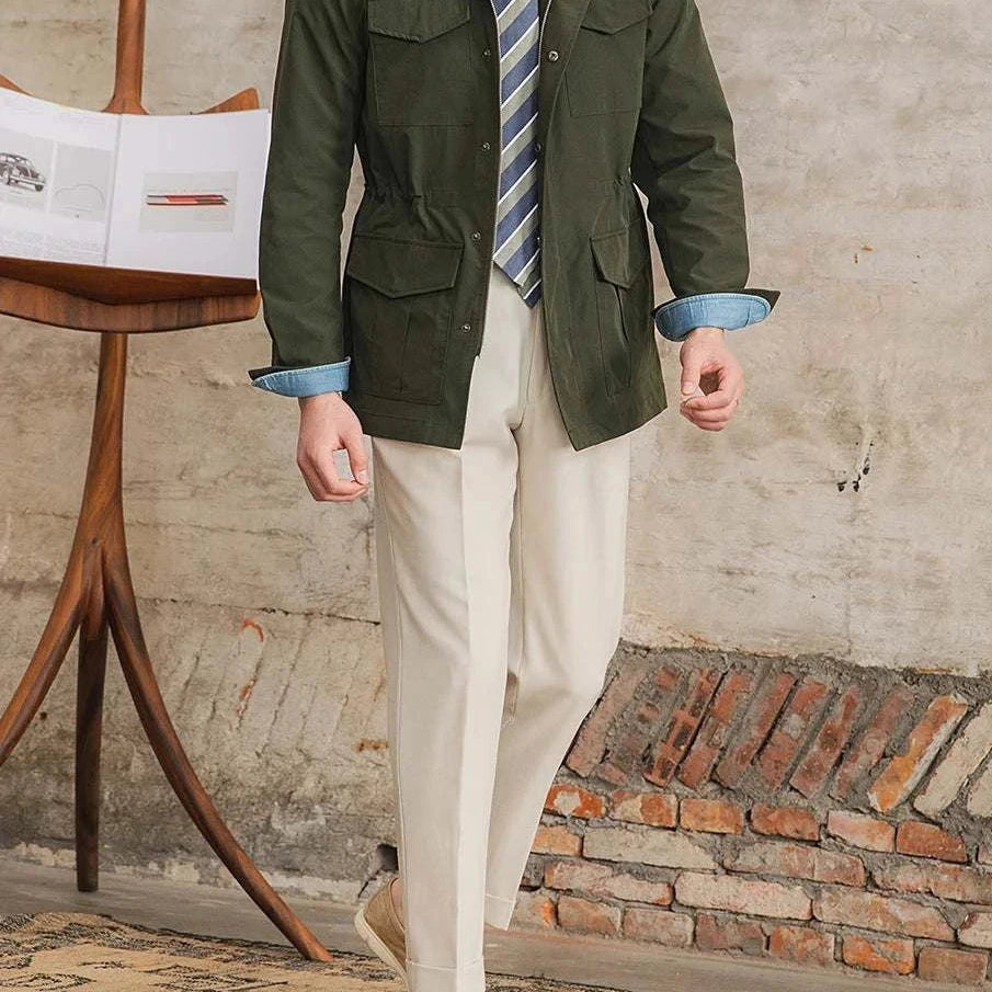 British old money jacket in high-quality cotton for men, offering comfort and sophistication.