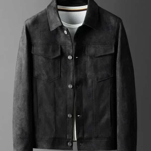 British business leather jacket in high-quality suede, perfect for men's professional attire.