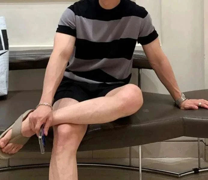 Antonios o-neck striped summer t-shirt in cotton blend for men, casual and stylish design.