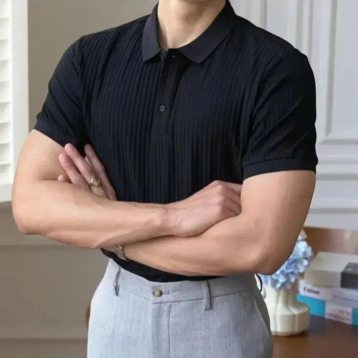 LUXELY vintage t-shirt in black with a striped design, styled for a casual look.