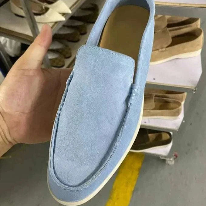 Suede elegant loafers in soft sheep leather showcasing sophistication and comfort.