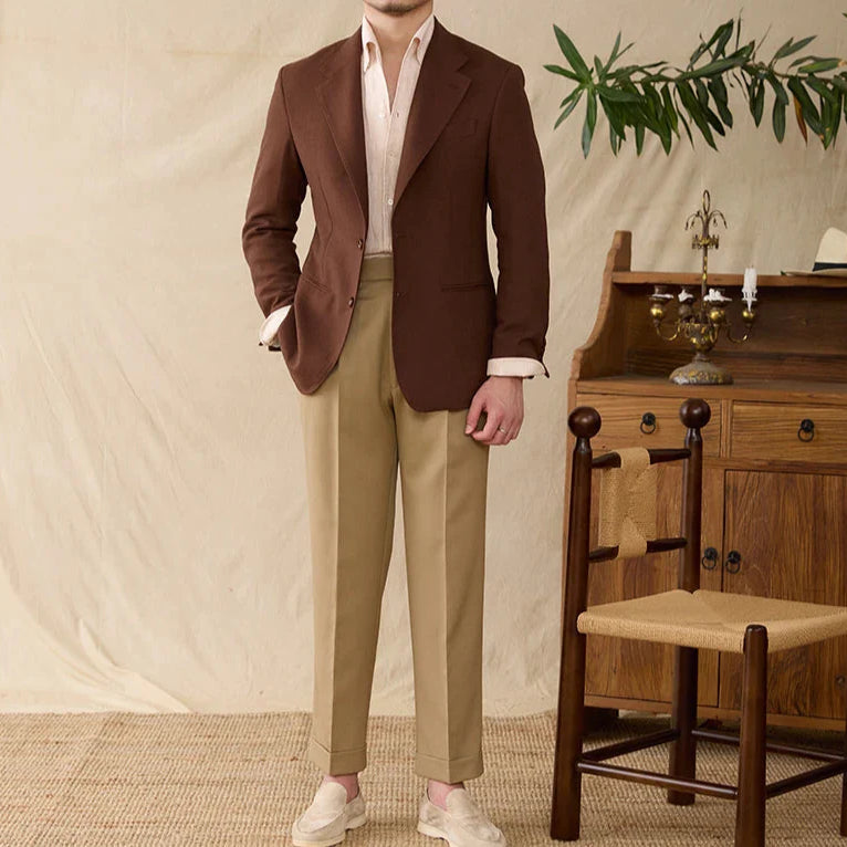 Business linen relaxation jacket for men in polyester, perfect winter wear.