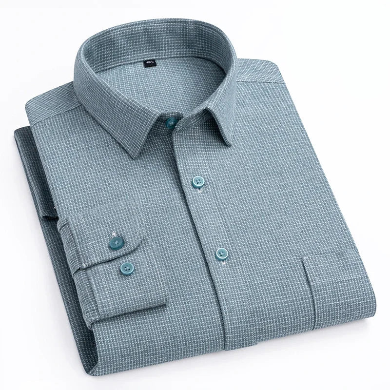 Luxury 100% cotton casual long -sleeve shirt