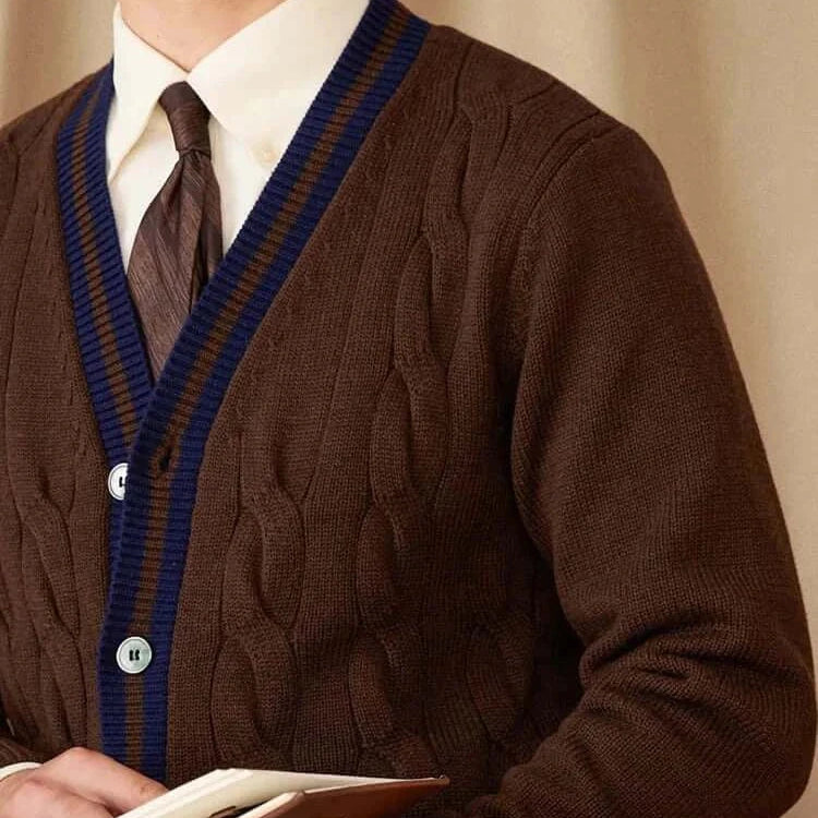 Antonios twisted knit cardigan in Italian vintage style for men.