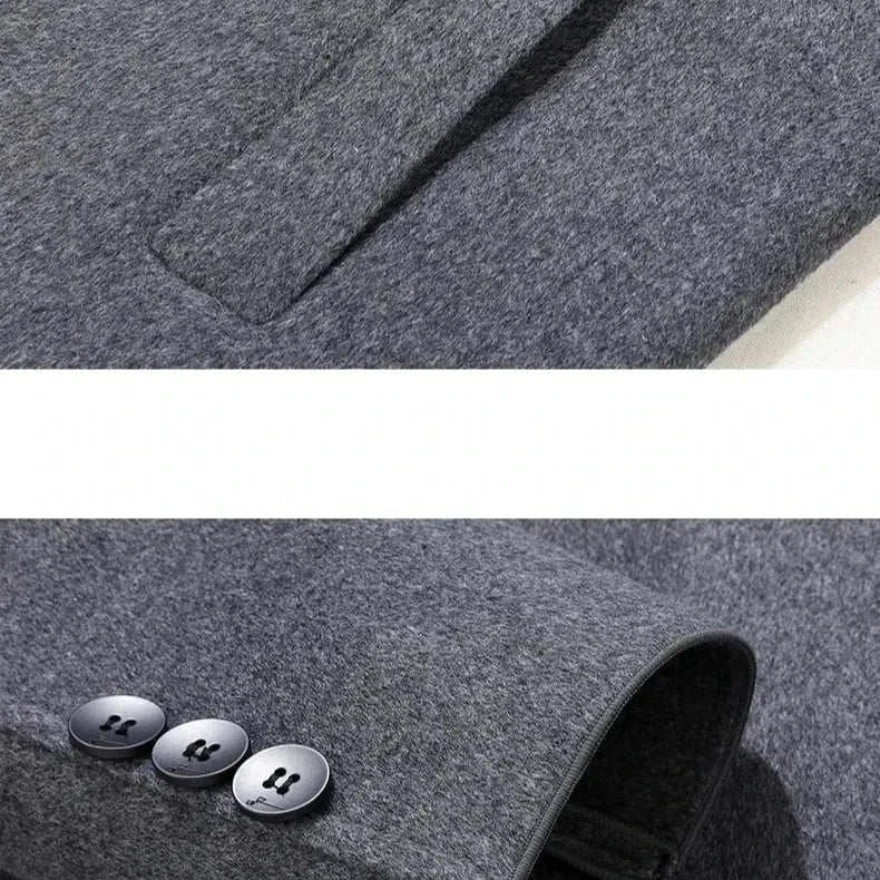 Woolen business long coat, high-quality polyester, autumn/winter style.