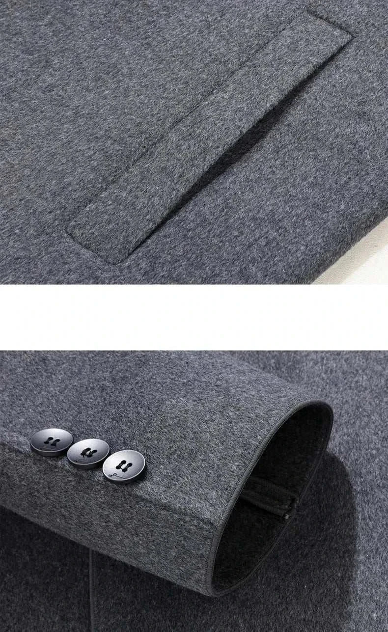 Woolen business long coat, high-quality polyester, autumn/winter style.