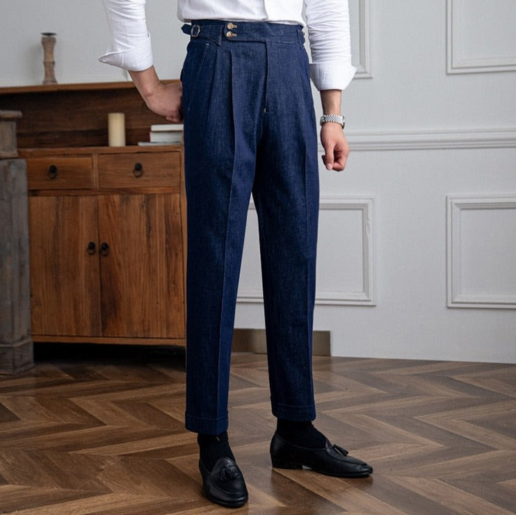 Italian Blue Trousers made of quality cotton, ideal for elegant outfits.