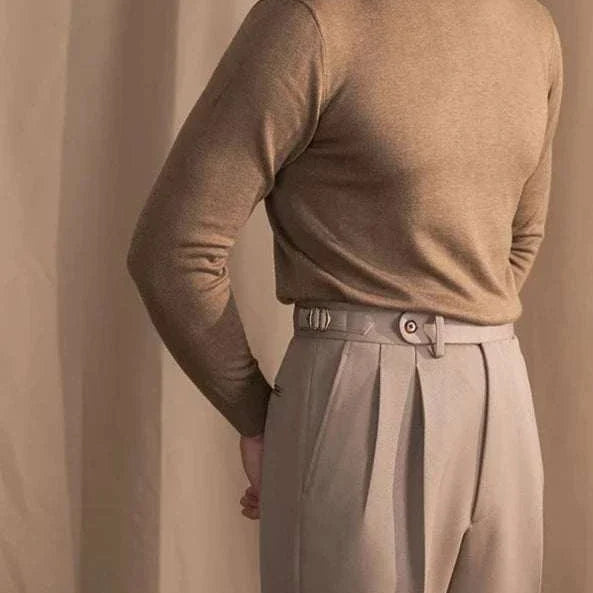 Antonios slim fit half-turtleneck sweater in brown, showcasing sleek modern style and cozy comfort for men.