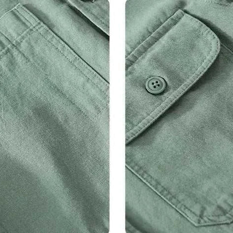 Premium short sleeve summer shirt made of solid cotton fabric with front button details.