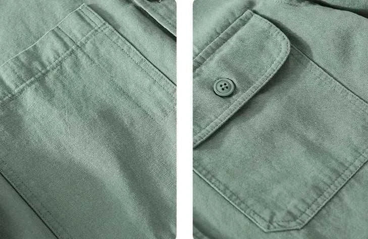 Premium short sleeve summer shirt made of solid cotton fabric with front button details.