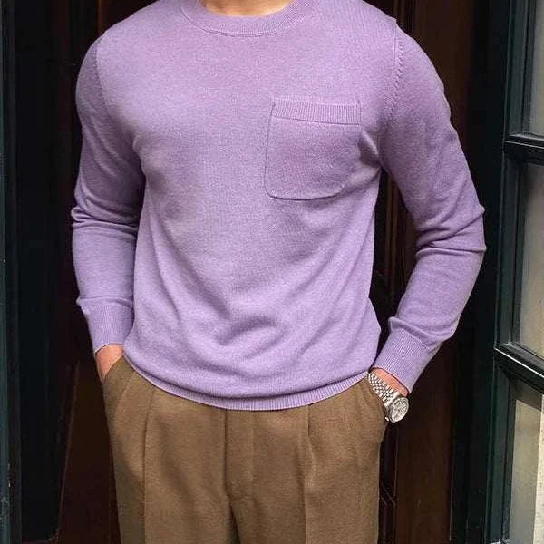 Antonios office premium sweater for men in lilac, perfect for workplace elegance.