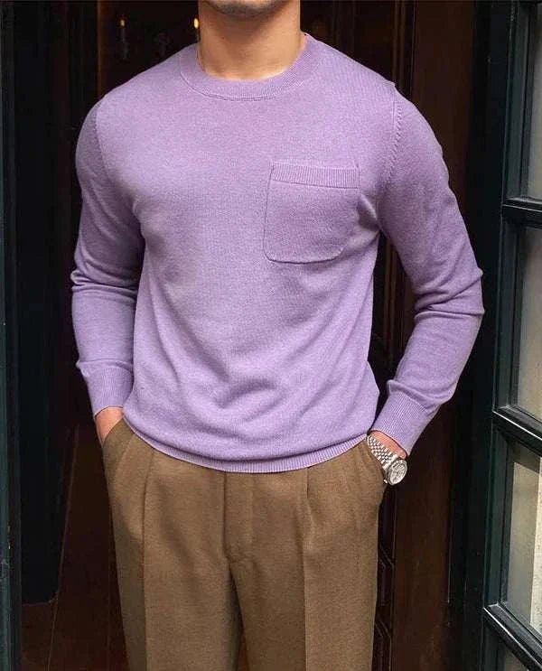 Antonios office premium sweater for men in lilac, perfect for workplace elegance.