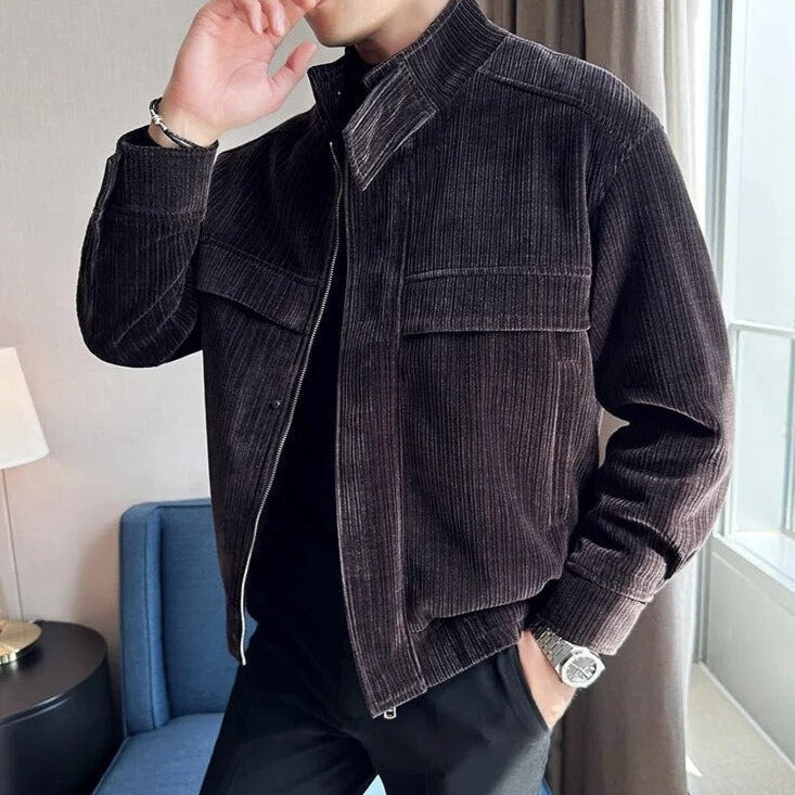 Corduroy winter jacket for men, casual and elegant style, all-season wear.
