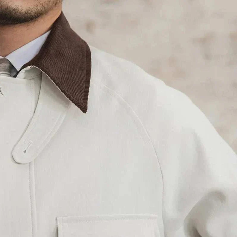 Italian smart casual jacket with vintage style and high-quality cotton fabric, perfect for autumn and winter.