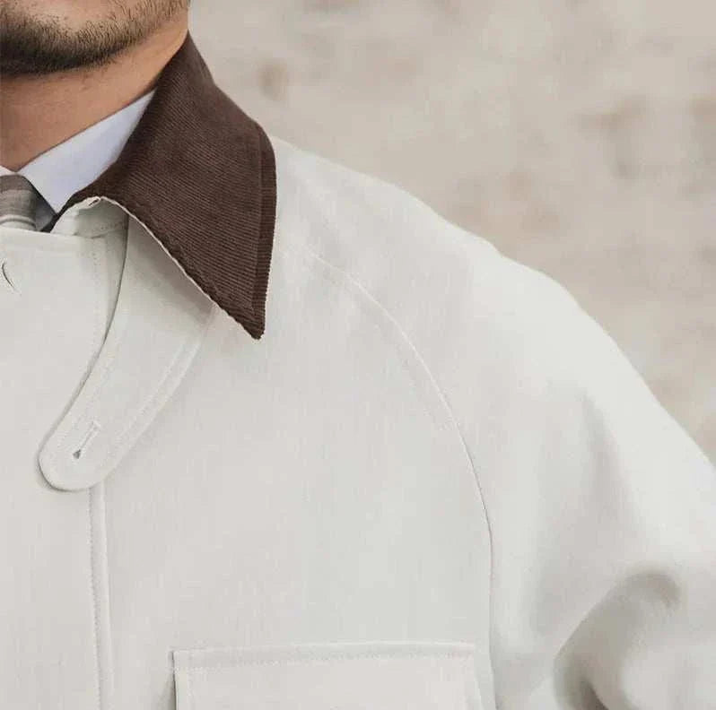 Italian smart casual jacket with vintage style and high-quality cotton fabric, perfect for autumn and winter.