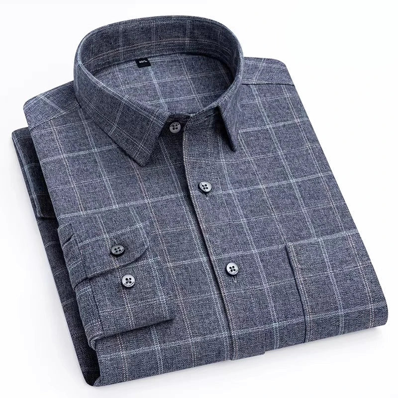 Luxury 100% cotton casual long -sleeve shirt