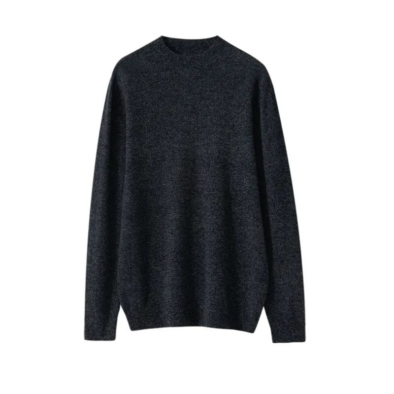 Men's solid black wool sweater by Antonios, premium quality, warm for all seasons.