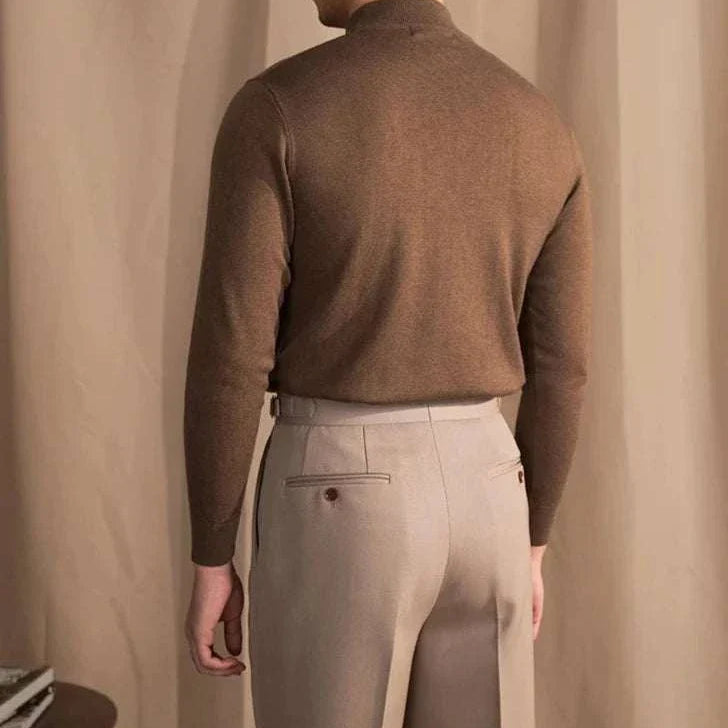 Antonios slim fit half-turtleneck sweater, wool-cotton blend, men's cozy and stylish wear.