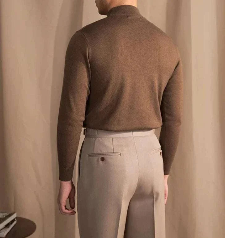 Antonios slim fit half-turtleneck sweater, wool-cotton blend, men's cozy and stylish wear.