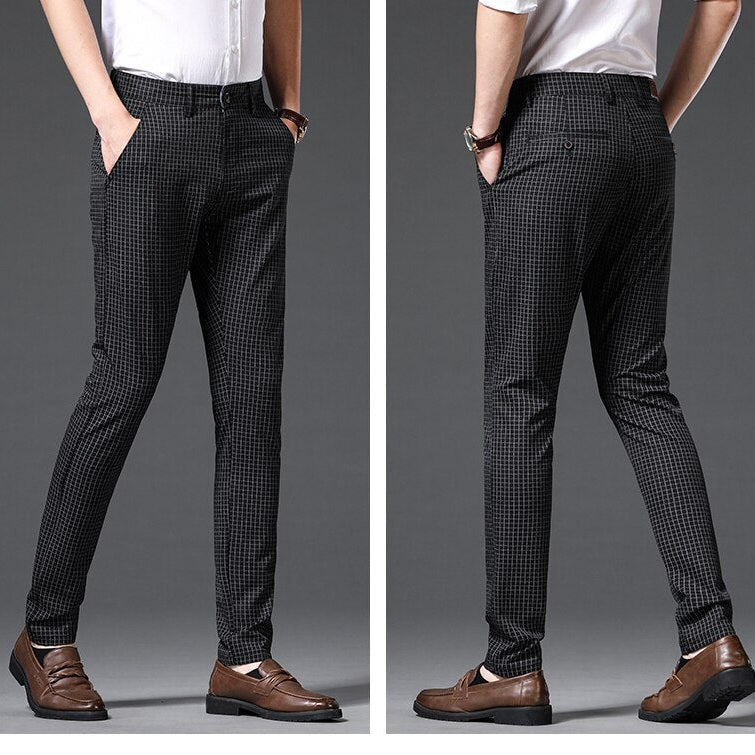 Vinny Plaid Trousers in black, full-length, casual style.