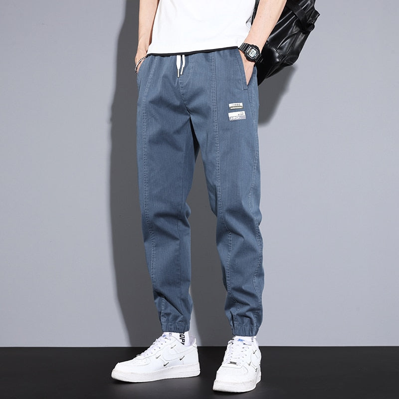 Vinny Loose Pants in blue, men's relaxed fit joggers for streetwear or workout.