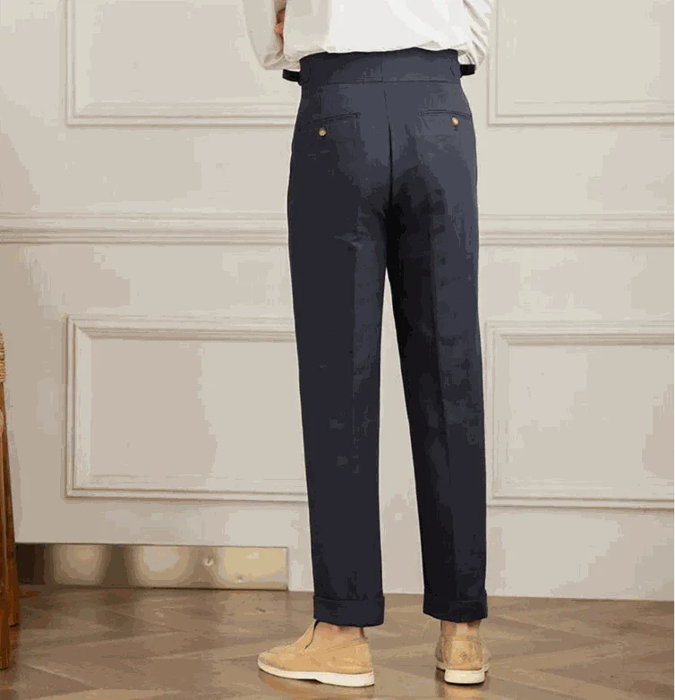 Antonios Naples cotton-linen pants, summer comfort fit, smart casual style.