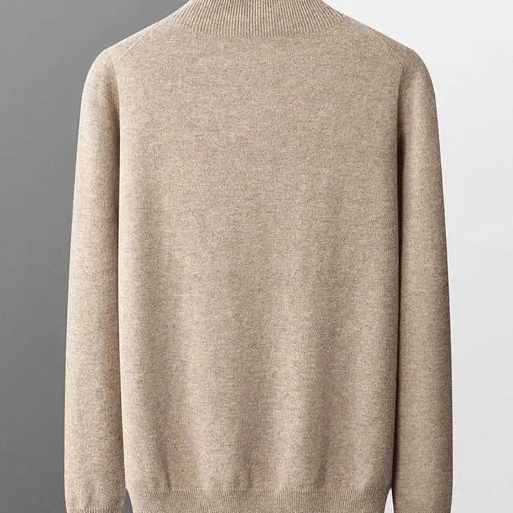 Antonios Pure Wool Sweater in beige with solid pattern.