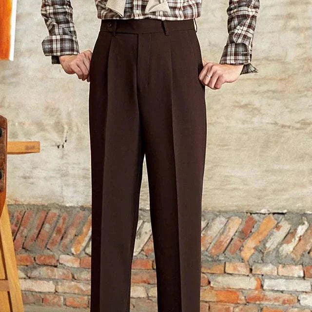 Italian straight style elegant pants made of high-quality polyester.