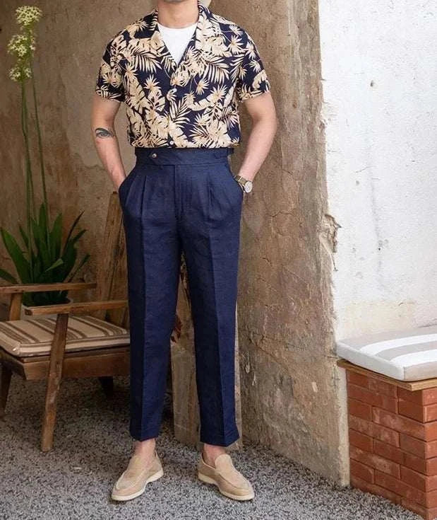 Vintage Hawaiian flower shirt for men in casual style, ideal for spring and summer.