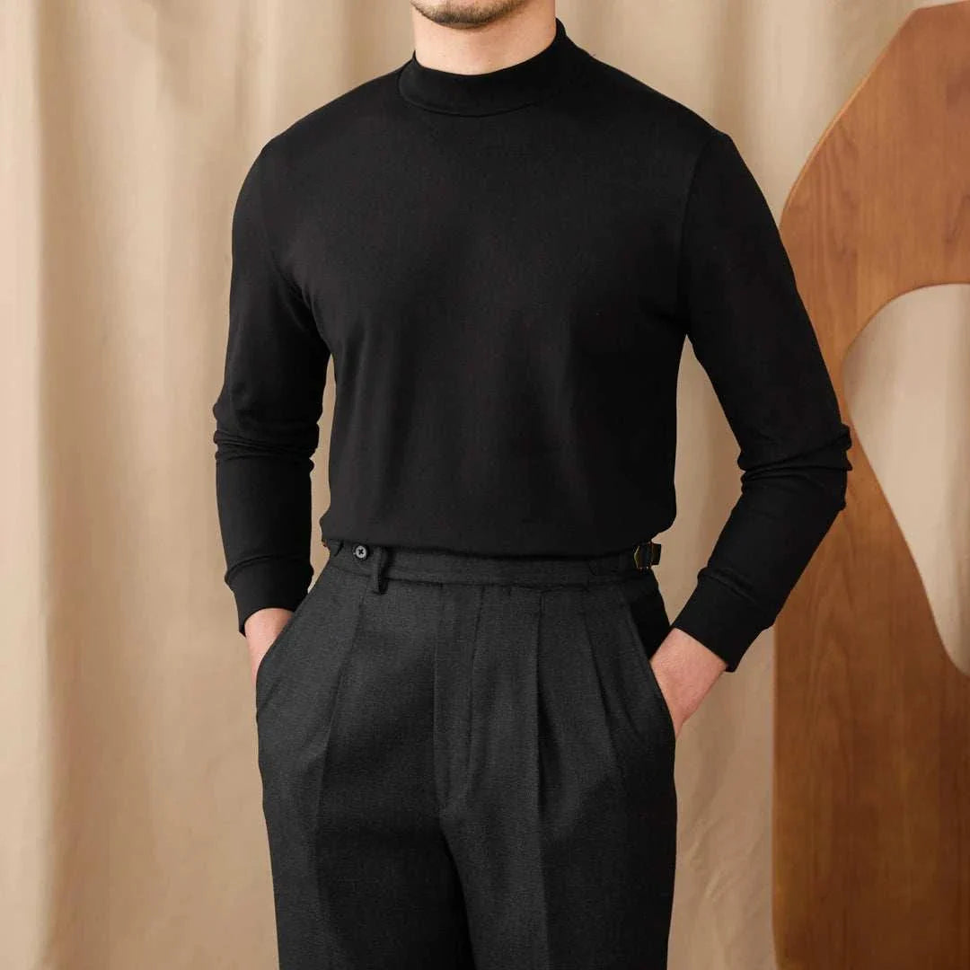 Soft half turtleneck sweater for men in black, cozy and comfortable fit.