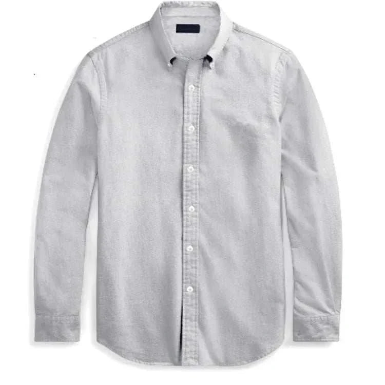 Oxford business casual long sleeve cotton shirt for men, ideal for professional settings.