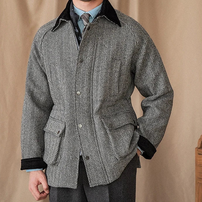 Wool heavy vintage coat for men, formal design, perfect for winter warmth.