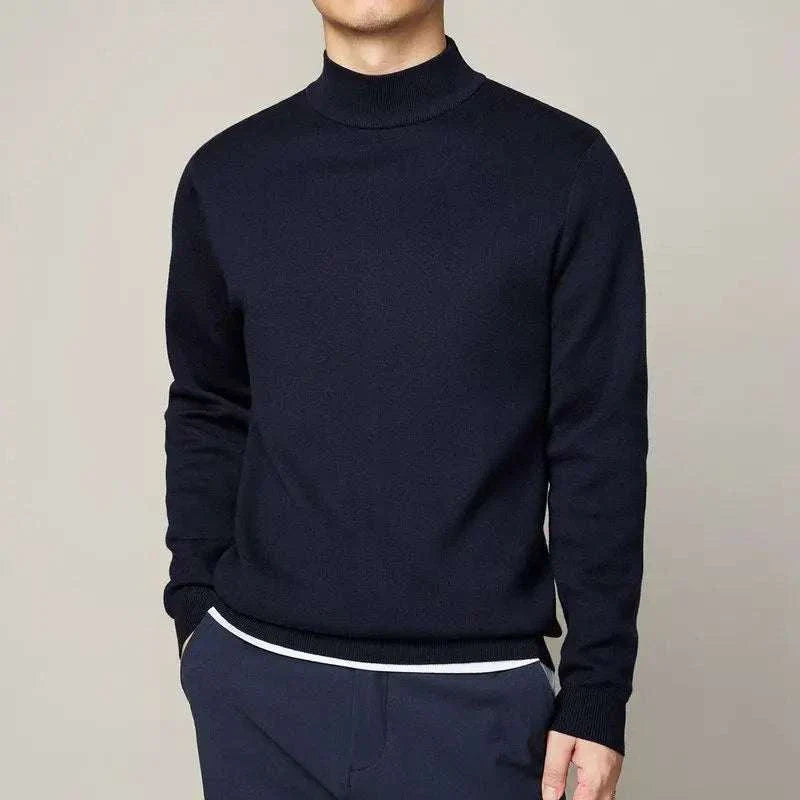 Men's winter half turtleneck sweater in black, cozy and stylish.